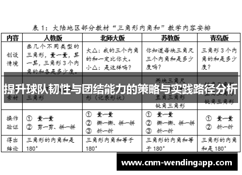 提升球队韧性与团结能力的策略与实践路径分析