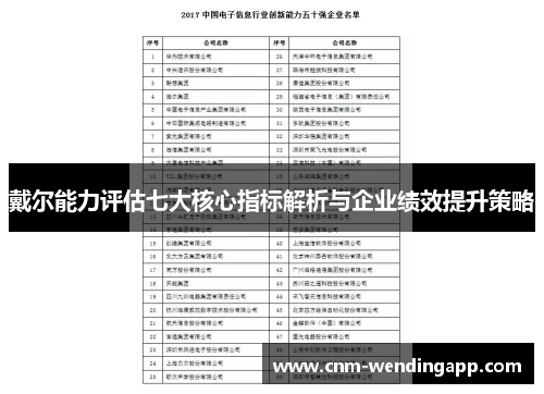 戴尔能力评估七大核心指标解析与企业绩效提升策略