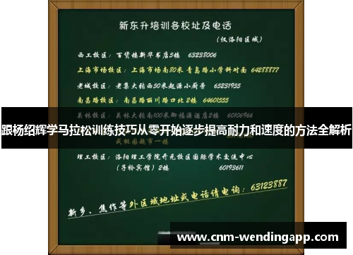跟杨绍辉学马拉松训练技巧从零开始逐步提高耐力和速度的方法全解析